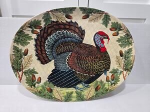 NWT John Derian Target 2024 Turkey & Acorns Stoneware Serving Platter Fall Decor